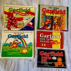 5 Garfield Books, paperback, preowned